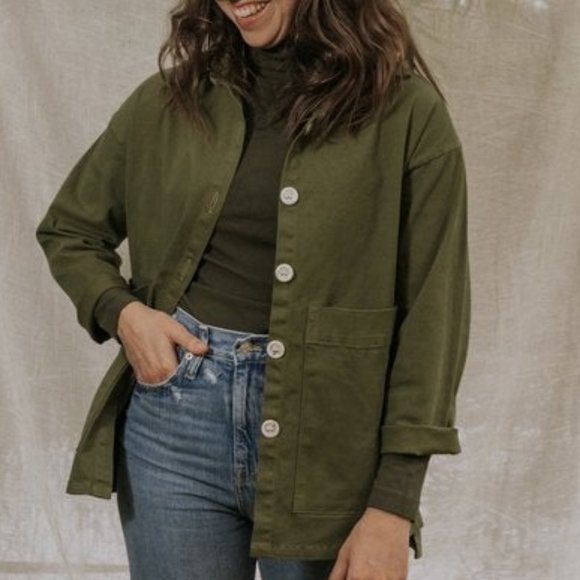 Mien Studios Jackets & Blazers - Mien Studios Painters Button Jacket in Forest Green